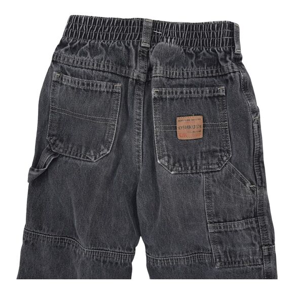 Oshkosh B'gosh Pants Boys 7X Faded Gray Denim Carpenter Pull On Wide Leg - Picture 2 of 6